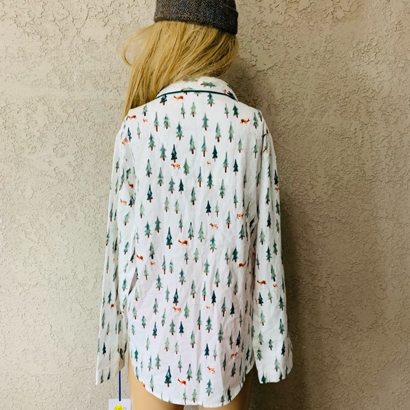 NWT Sleep Sense Christmas Trees Print Portuguese Flannel Sleep Top Size S - Picture 10 of 13